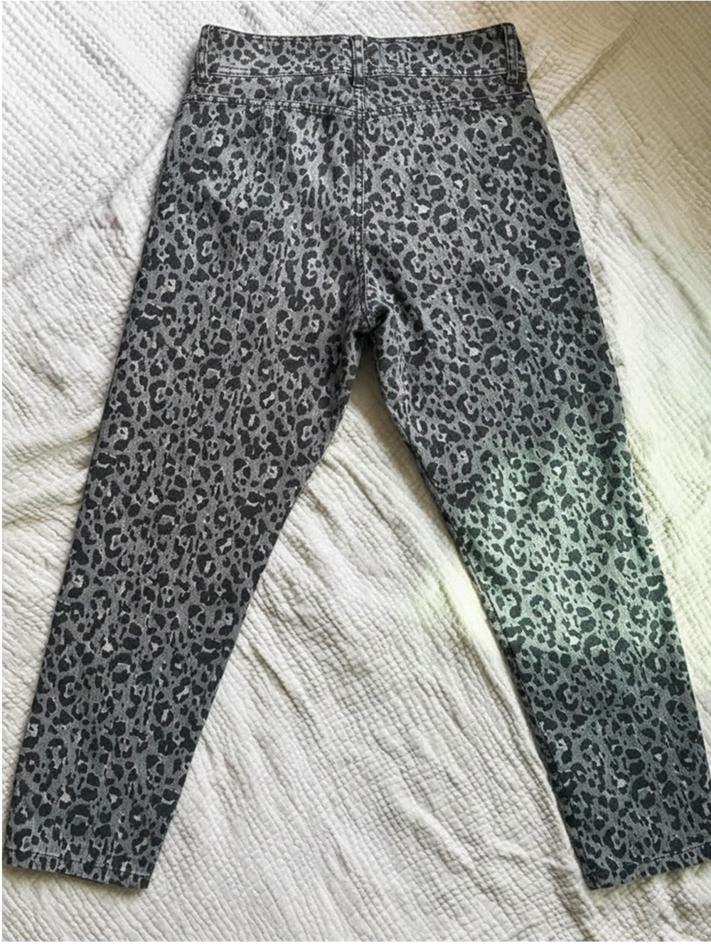Sézane Timéo Denim Trousers Grey Leopard Print Tapered High-Rise Sz 6/38 - Picture 6 of 8